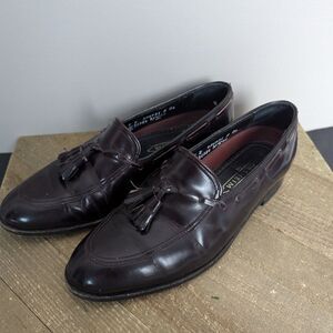 Florsheim vintage leather loafers deep burgundy tassels men 7 women 8.5
